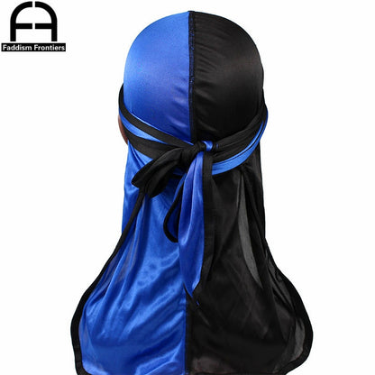 New Silky Two-Tone Durags Bandanas Turban Hat Men Women Unisex Extra Long Tail