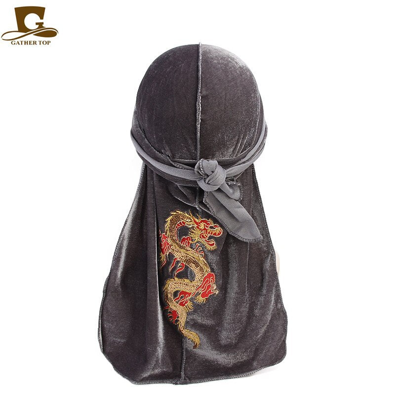 Fashion Unisex Dragon Pattern Velvet Durags Wavey Headwear