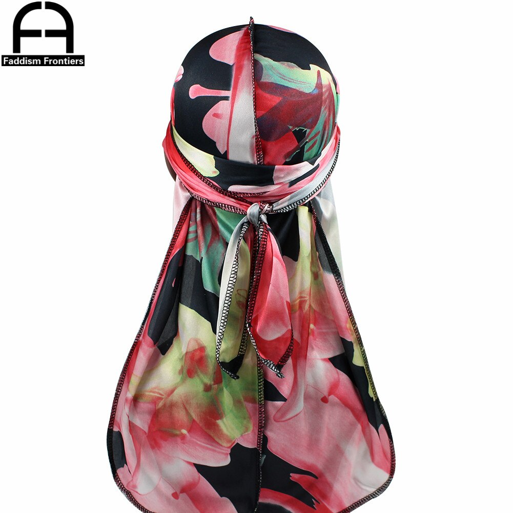 Floral Silky Durag W/Long Straps