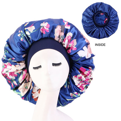 1pc Fashion Women Silk Hair Bonnet Hat Wide Elastic Band