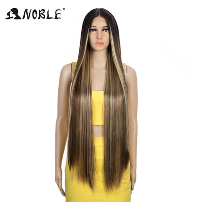 Synthetic Lace Front Wigs For Women 38 Inch Straight Wig Lace Wig Ombre Blonde Lace Wigs Cosplay Straight Lace Front Wig