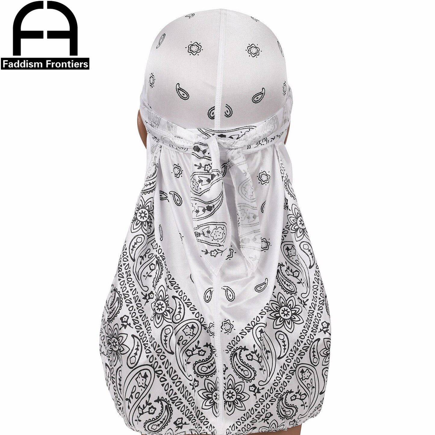 Satin Unisex Cashew Flower Long Tail Durag