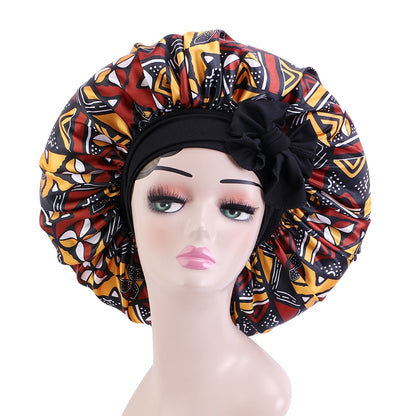 Satin Bonnets Silk Satin Bonnet Cap Night Sleep Hat Hair Bonnets For Women Large Satin Bonnet Silk Hair Wrap Stretchy Tie Band