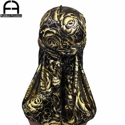 Unisex Floral Print Men Women Silk Durag Summer Breathable Long Tail DuRags