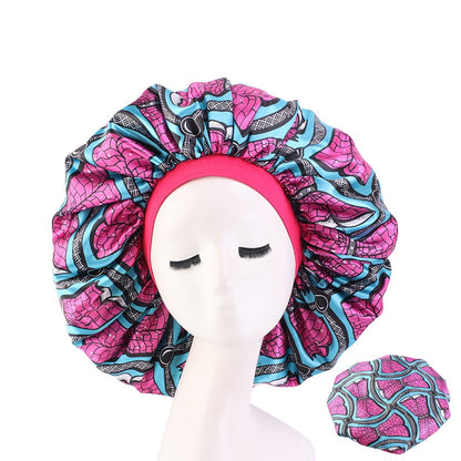 1pc Fashion Women Silk Hair Bonnet Hat Wide Elastic Band