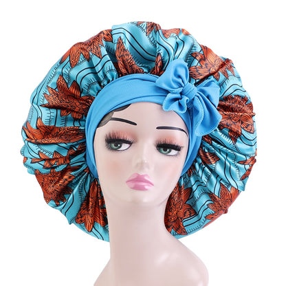 Satin Bonnets Silk Satin Bonnet Cap Night Sleep Hat Hair Bonnets For Women Large Satin Bonnet Silk Hair Wrap Stretchy Tie Band