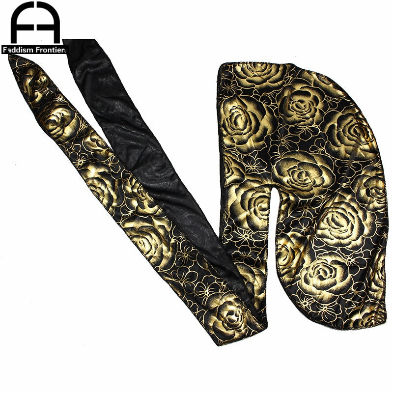 Unisex Floral Print Men Women Silk Durag Summer Breathable Long Tail DuRags