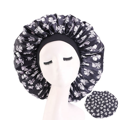 1pc Fashion Women Silk Hair Bonnet Hat Wide Elastic Band