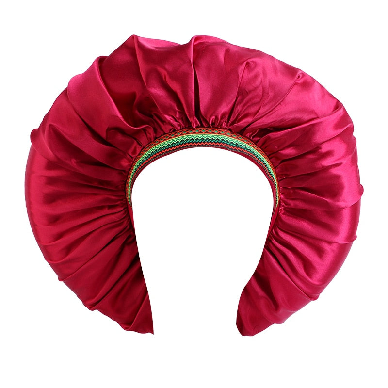 1pc Fashion Women Silk Hair Bonnet Hat Wide Elastic Band