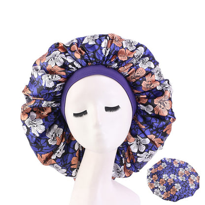 1pc Fashion Women Silk Hair Bonnet Hat Wide Elastic Band