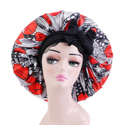 Satin Bonnets Silk Satin Bonnet Cap Night Sleep Hat Hair Bonnets For Women Large Satin Bonnet Silk Hair Wrap Stretchy Tie Band