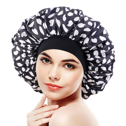 1pc Fashion Women Silk Hair Bonnet Hat Wide Elastic Band