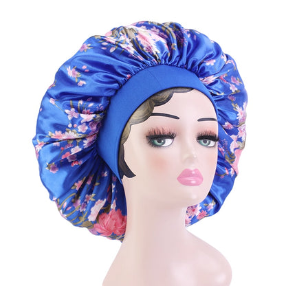 1pc Fashion Women Silk Hair Bonnet Hat Wide Elastic Band