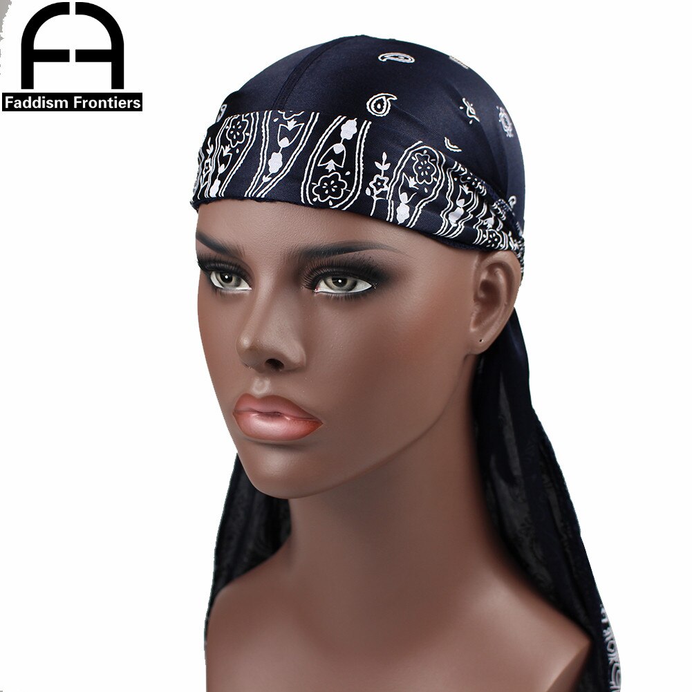 Satin Unisex Cashew Flower Long Tail Durag