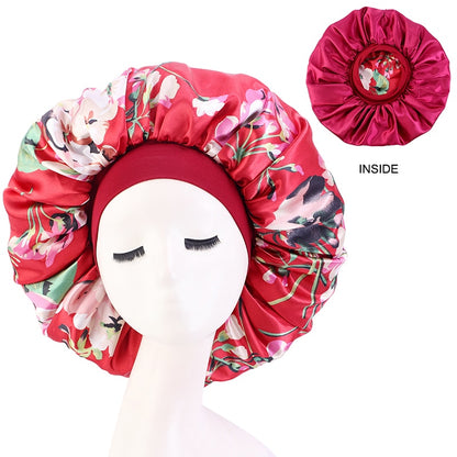 1pc Fashion Women Silk Hair Bonnet Hat Wide Elastic Band