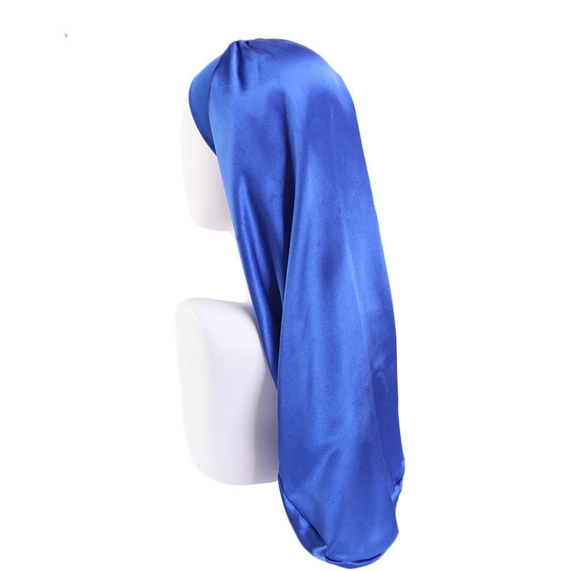 Long Satin Wide Edge Silk Bonnet Sleep Cap