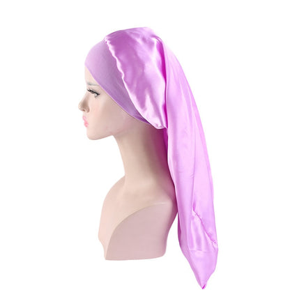 Long Satin Wide Edge Silk Bonnet Sleep Cap