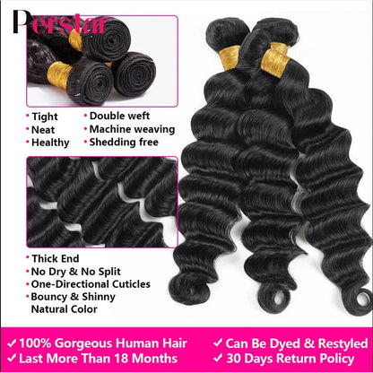 Loose Deep Wave Bundles Human Hair Bundles 1/3/4 PCS Brazilian Hair Extensions Loose Deep Hair Weave Bundles Human Hair