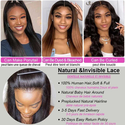 13x4 Transparent Lace 100%  Human Hair Lace Frontal Wigs