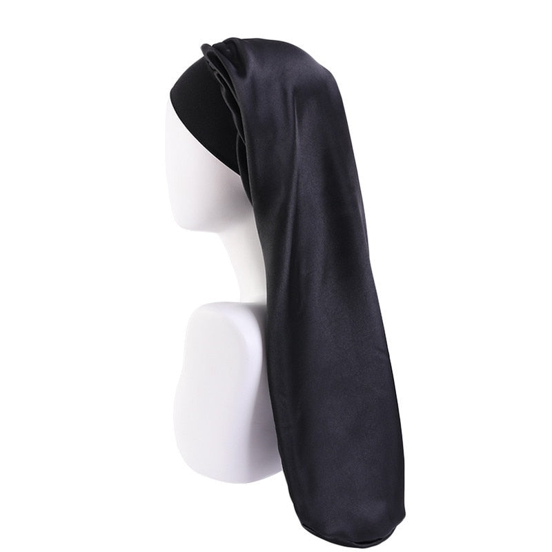 Long Satin Wide Edge Silk Bonnet Sleep Cap