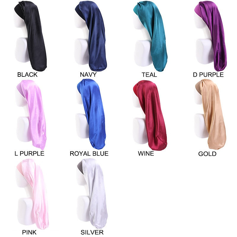 Long Satin Wide Edge Silk Bonnet Sleep Cap