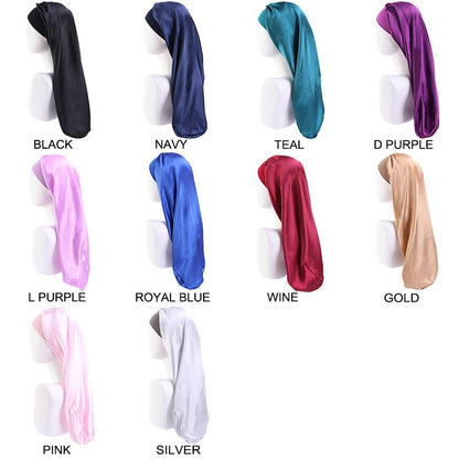 Long Satin Wide Edge Silk Bonnet Sleep Cap