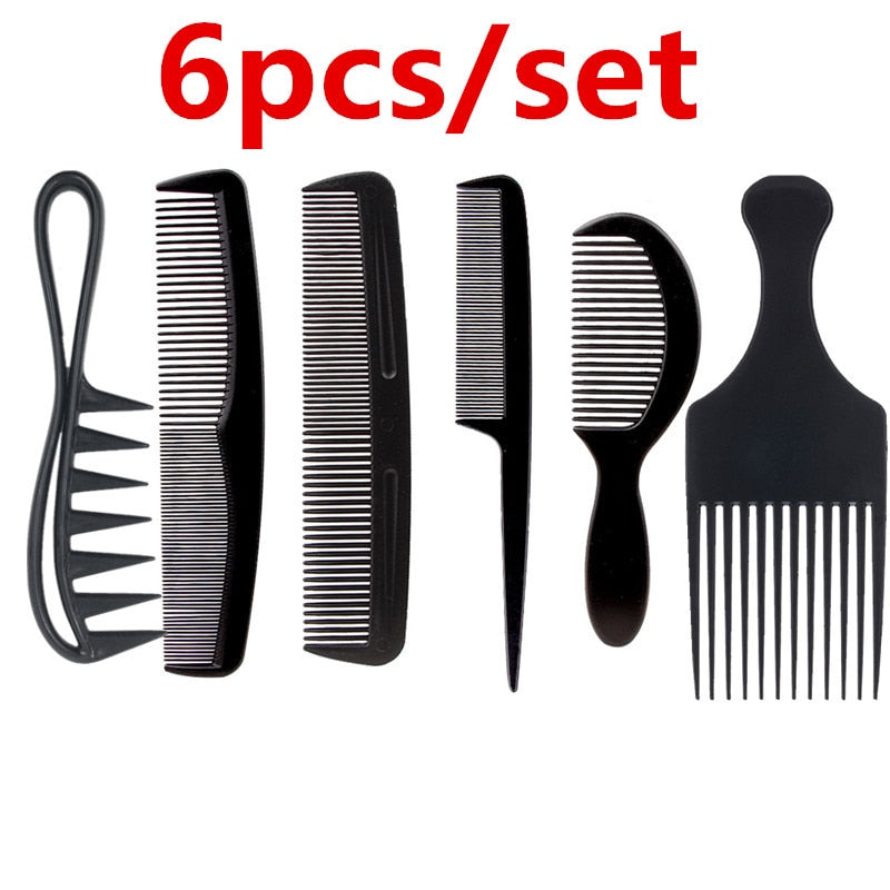 7pcs/set Black Barber Accessories Set Detangling Hair Brush Styling Comb Straightener High Quality Hair Comb