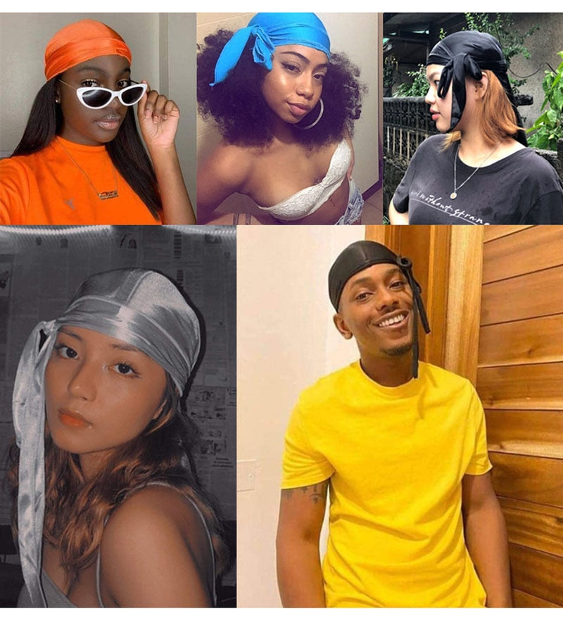 Unisex Men Women Silk Durag Headwear