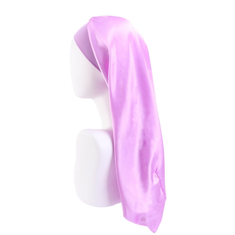 Long Satin Wide Edge Silk Bonnet Sleep Cap