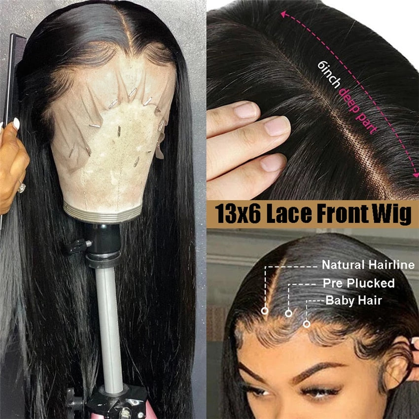 13x4 Transparent Lace 100%  Human Hair Lace Frontal Wigs