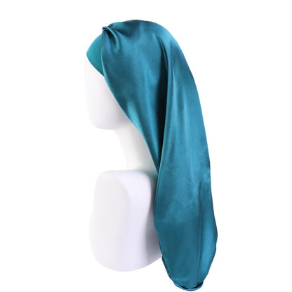 Long Satin Wide Edge Silk Bonnet Sleep Cap