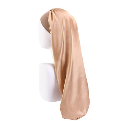 Long Satin Wide Edge Silk Bonnet Sleep Cap