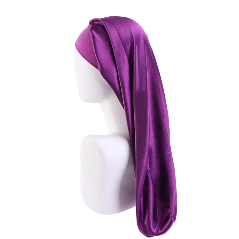 Long Satin Wide Edge Silk Bonnet Sleep Cap