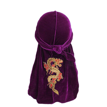 Fashion Unisex Dragon Pattern Velvet Durags Wavey Headwear