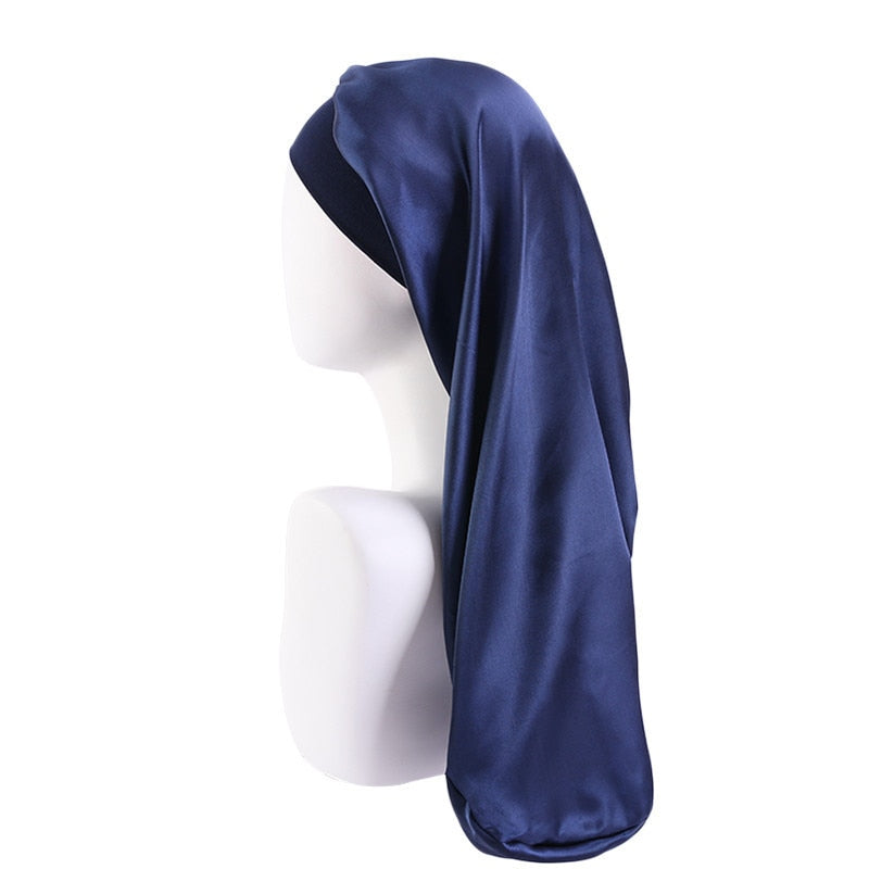 Long Satin Wide Edge Silk Bonnet Sleep Cap