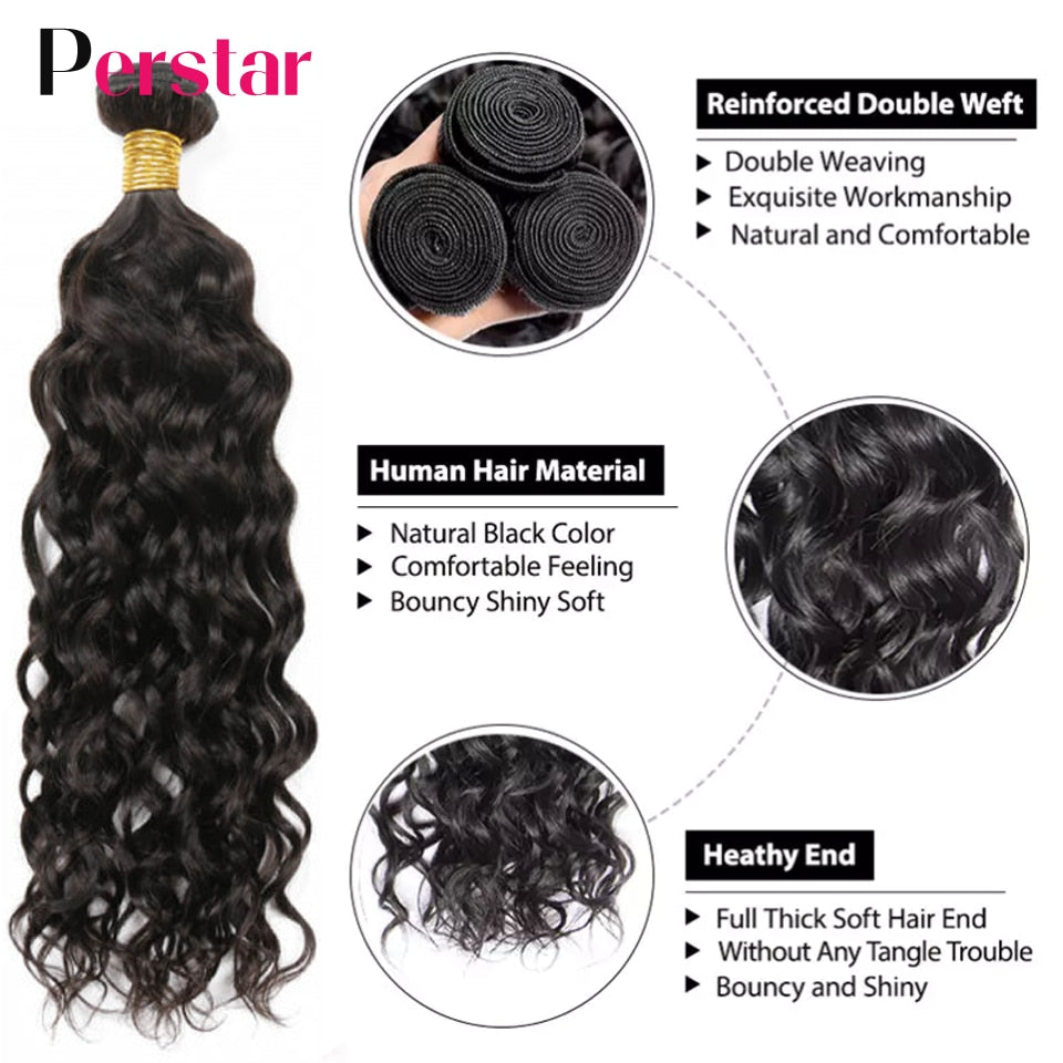 Brazilian Water Wave Bundles Human Hair Weave 1/3/4PCS Curly Bundles Human Hair Extensions Natural