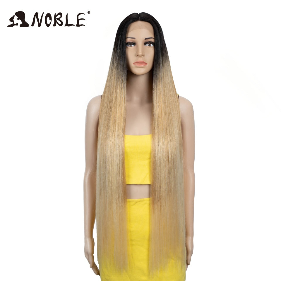 Synthetic Lace Front Wigs For Women 38 Inch Straight Wig Lace Wig Ombre Blonde Lace Wigs Cosplay Straight Lace Front Wig