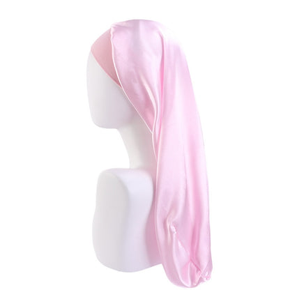 Long Satin Wide Edge Silk Bonnet Sleep Cap