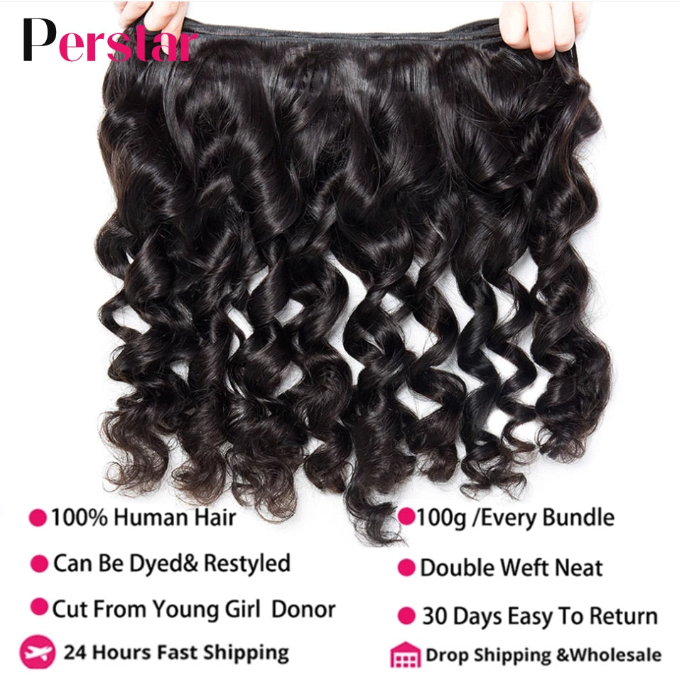 Loose Wave Bundles 100% Human Hair Bundles 1/3/4pcs/Lot Brazilian Loose Wave Bundles Natural Black Remy Hair