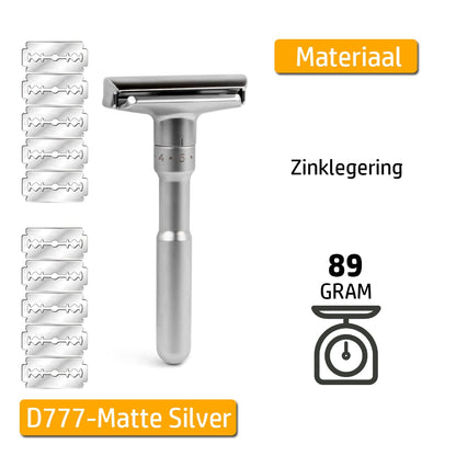 Reusable Metal Safety Razor with 10 Razor Unisex Blades