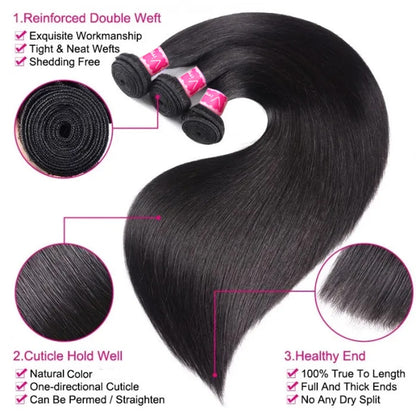 Peruvian Hair Straight Bundles Human Hair Extension 1/3/4 Pcs Natural Color 8-32 Inch