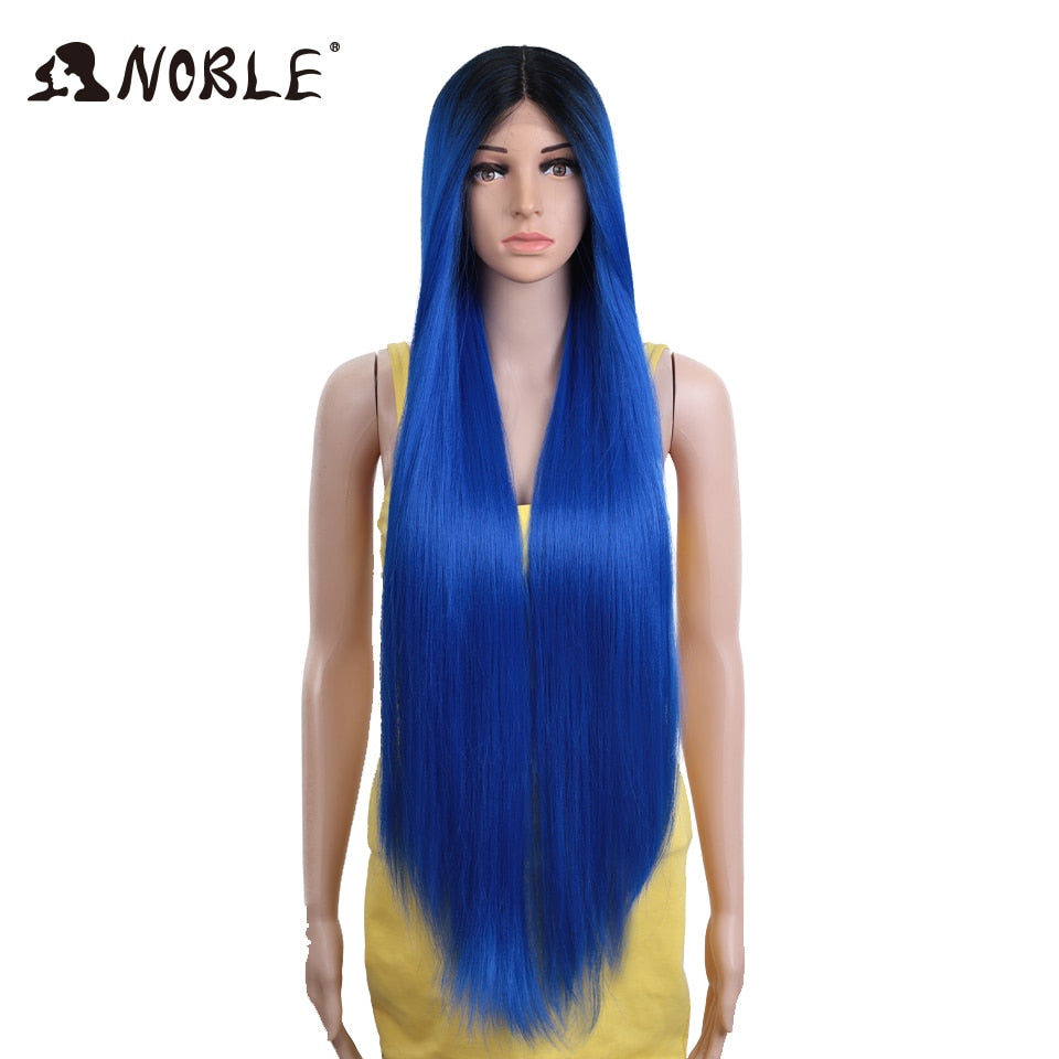 Synthetic Lace Front Wigs For Women 38 Inch Straight Wig Lace Wig Ombre Blonde Lace Wigs Cosplay Straight Lace Front Wig