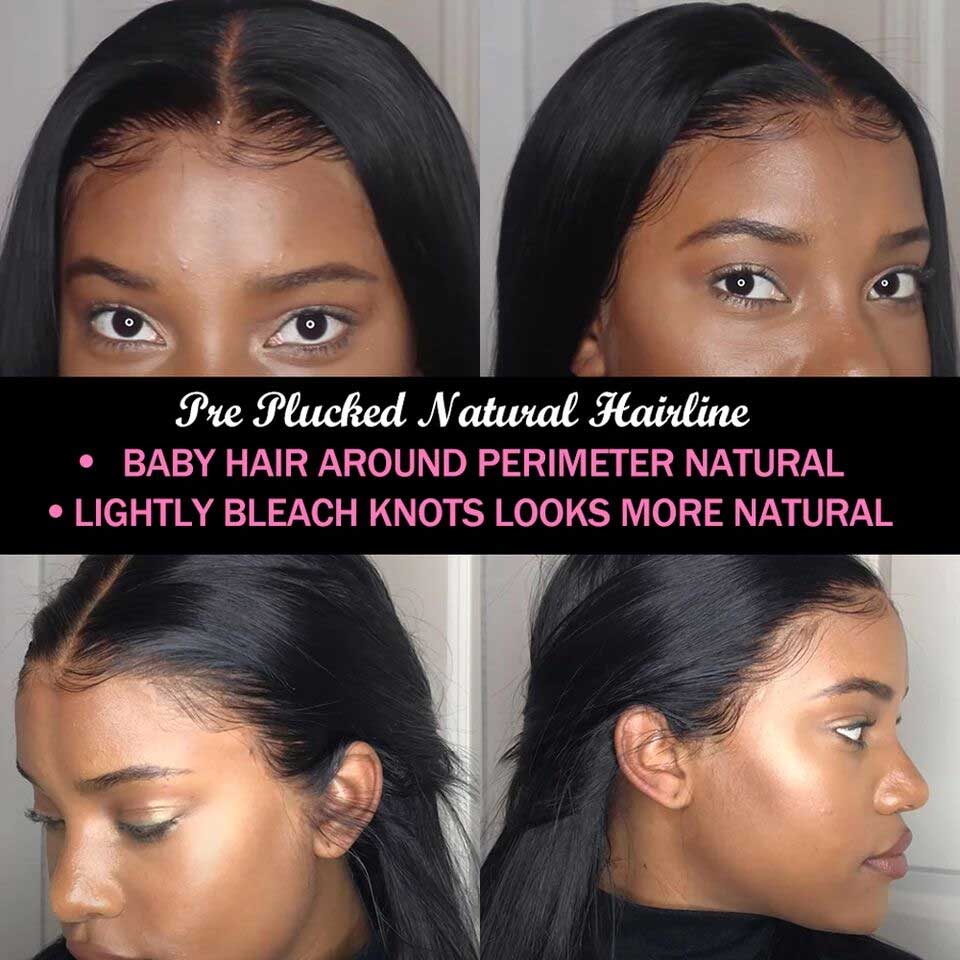 13x4 Transparent Lace 100%  Human Hair Lace Frontal Wigs