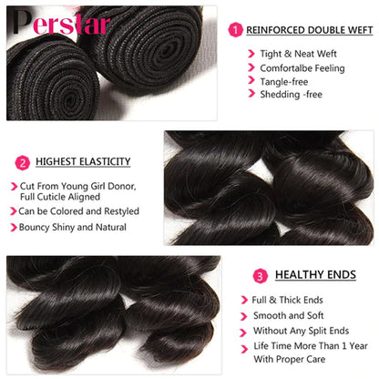 Loose Wave Bundles 100% Human Hair Bundles 1/3/4pcs/Lot Brazilian Loose Wave Bundles Natural Black Remy Hair