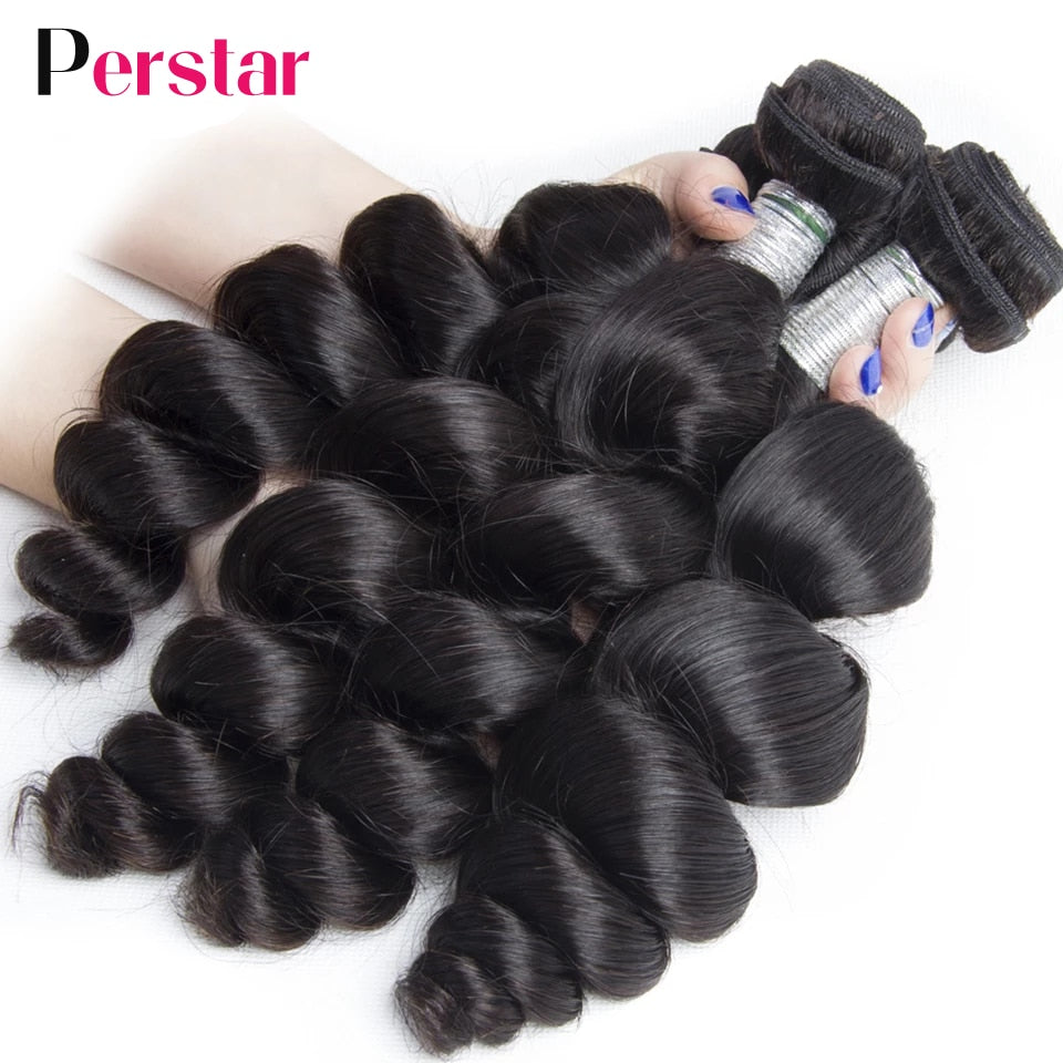 Loose Wave Bundles 100% Human Hair Bundles 1/3/4pcs/Lot Brazilian Loose Wave Bundles Natural Black Remy Hair