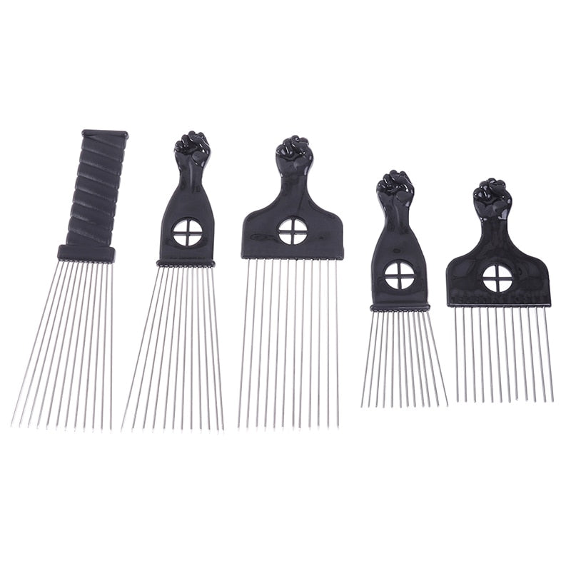 Black Fist Afro Metal Comb African Hair Pik Comb Brush Salon Hairdressing Hairstyle Styling Tool Hair Accessories