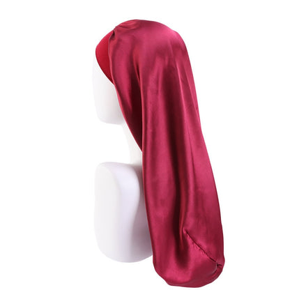 Long Satin Wide Edge Silk Bonnet Sleep Cap