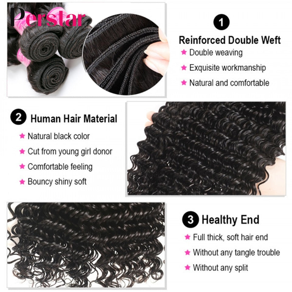 Brazilian Deep Wave Hair Bundles Human Hair Weave 1/3/4 Bundles Deep Curly Human Hair Extensions Natural