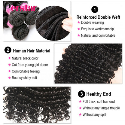 Brazilian Deep Wave Hair Bundles Human Hair Weave 1/3/4 Bundles Deep Curly Human Hair Extensions Natural