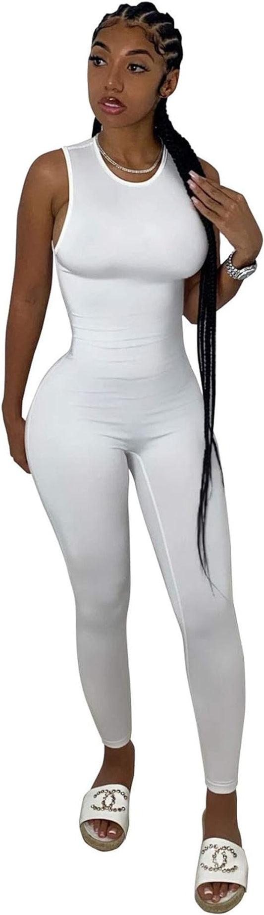 Sleeveless Bodycon Jumpsuit with Stylish Back Zipper